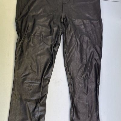 SPANX Faux Leather Legging Mid Rise Womens XS Black Jean Look Pockets False Zip