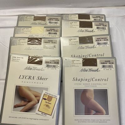 Nice Touch Day Sheer Control Top Pantyhose Size B Lot Of 8 Nude Driftwood Pearl