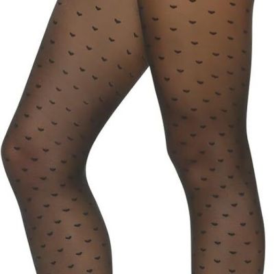 MANZI Patterned Tights Sheer Pantyhose for One Size, Black - Hearts