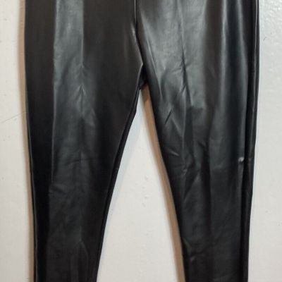 Assets by Spanx Leggings Plus Size 1X Black Faux Leather Slimming Skinny PullOn