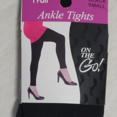 On The Go Black Footless Ankle Tights Size Small NWT