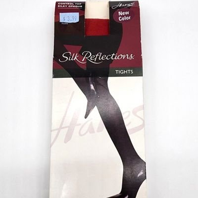 Size AB Red Control Top Tights Hanes Silk Reflections 2003 Opaque Burgundy NEW