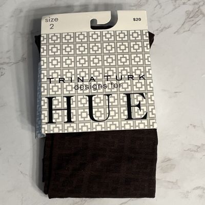 HUE TRINA TURK Design Tights Size 2 Expresso Brown Black 110-180 Lb