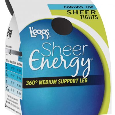 L'eggs Sheer Energy Control Top Sheer Tight, Jet Black, A