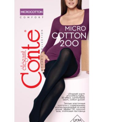 Tights Conte Microcotton 200 Den | Warm Opaque snag-resistant Women Pantyhose