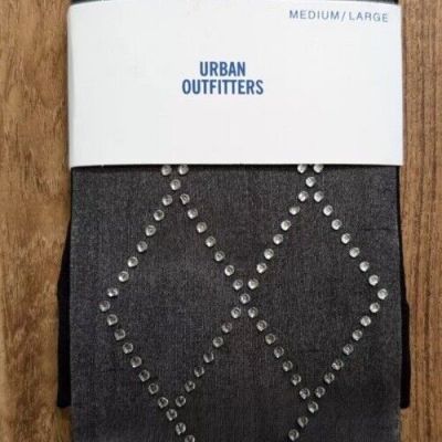 Urban Outfitters Sheer Black Rhinestone Jeweled  Chain Tights Medium/Large NWT