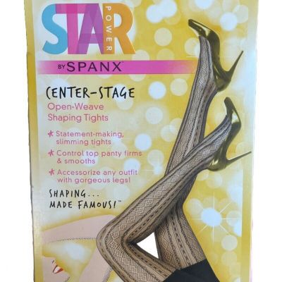 SPANX Star Power Womens  C Shaping Tights Double Diamond Stripe Backdrop Black