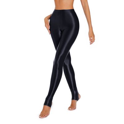 Womens Oily Pantyhose Ultra-thin Shiny Sheer Tight Glossy Gym Yoga Workout Pants