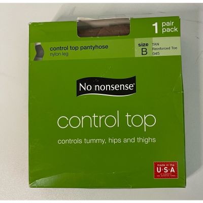 No Nonsense Size B Control Top Pantyhose Nylon Leg 1 Pair Tan