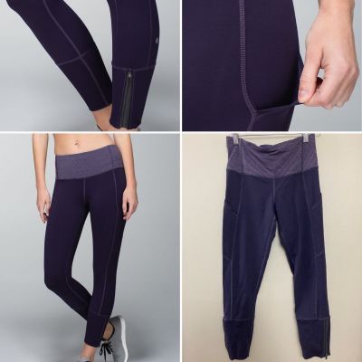 Lululemon Rebel Runner Ankle Crop Plum Athleisure High Rise Pants Legging 6