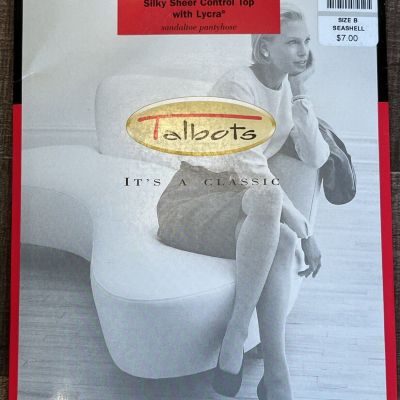 TALBOTS Silky Sheer Control Top With Lycra Pantyhose Hose NEW Seashell Size B