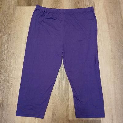 Malvina Women’s One Size Purple Buttery Soft Capri Leggings Yoga Waist