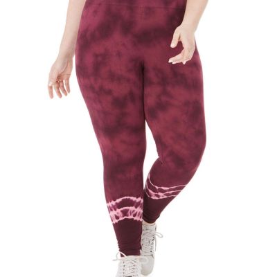 Ideology Plus Size Tie Dyed Leggings Red 1X NWT! $54.50