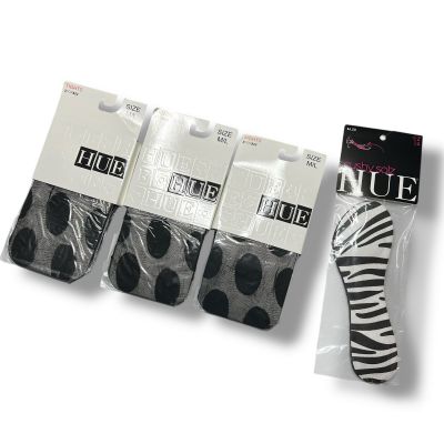 HUE Womens Polka Dot Control Top Tights Size M/L 3 Pair With Zebra Cushy Soles