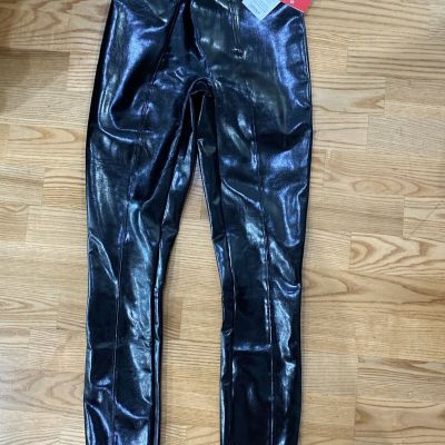 NWT SPANX FAUX PATENT LEATHER Leggings Pants Black Shine size XS