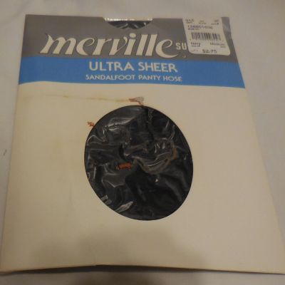 1  Merville Supreme Ultra Sheer Sandalfoot Panty Hose size Medium color Navy VTG