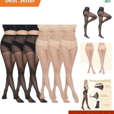 Versatile 6-Pair Sheer Tights Pack for Every Occasion - High Waist Design