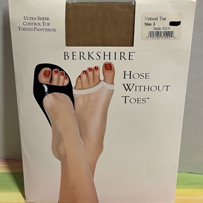 NEW Berkshire Hose Without Toes size 3 Natural Tan toeless control top 5115