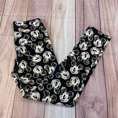 LuLaRoe Disney Womans One Size Leggings Dark Green with Mickey Mouse Heads