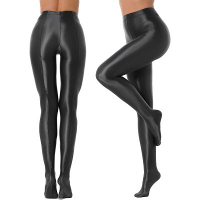 US Women's Glossy Pantyhose High Waist Tights Sexy Stockings Yoga Sports Pants