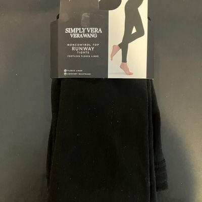 Simply Vera Verawang Noncontrol Top Runway Tights Footless Fleece Size 1 Black!