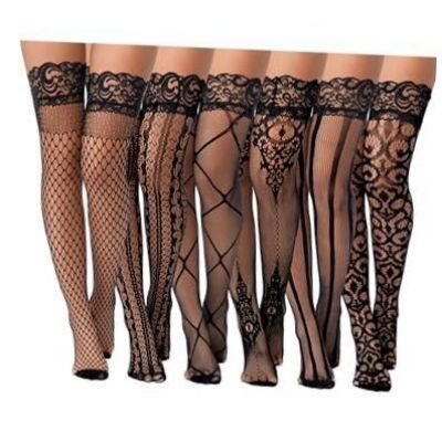 6 Pairs Women Fishnets Thigh High Stockings with One Size Classic Style