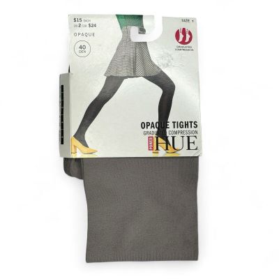 HUE Womens Opaque Tights with Graduated Compression Size 1 Stoneware Gray 1 Pair