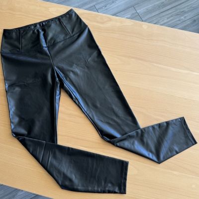 (NEW) Polish Boutique Faux Black Leather High Rise Leggings (Size Small)