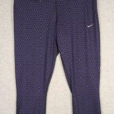 Nike Running Dri Fit Crop Pants Womens XL Purple Black Run Fast Live Fearless