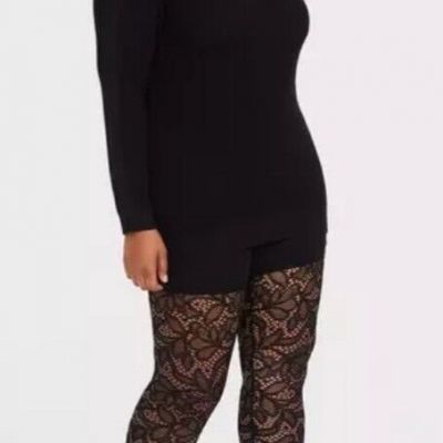 Torrid Black Floral Lace Signature Waist Full Length Legging Plus Size 4X, 26