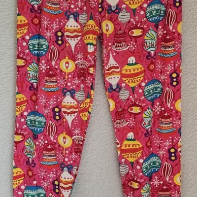 Womens Leggings Pants Size Extra Plus Multicolor Christmas Ornaments Sueded