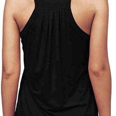 Mippo Workout Tops for Women High Neck Racerback Tank Loose Large, Black