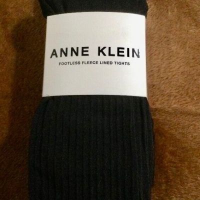 New- Anne Klein Footless Fleece Lined Tights, Black, Size: S/M