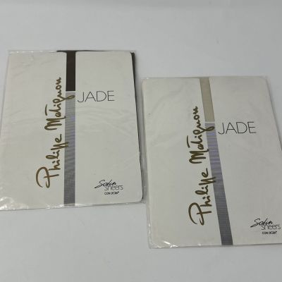 Phillipe Mattignon Jade Satin Sheers Vintage NOS Pantyhose Sz 1 Lot Of 2