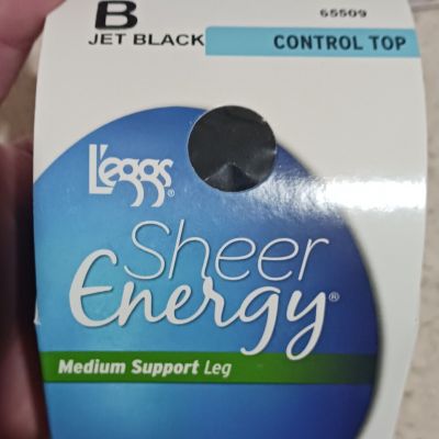 Sheer Energy Control Top Pantyhose Jet Black Size B