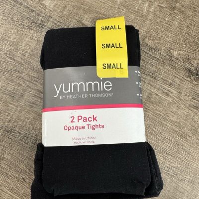 Yummie by Heather Thomson Smooth Seam Opaque Tights 2 Pack Black Size Small/S