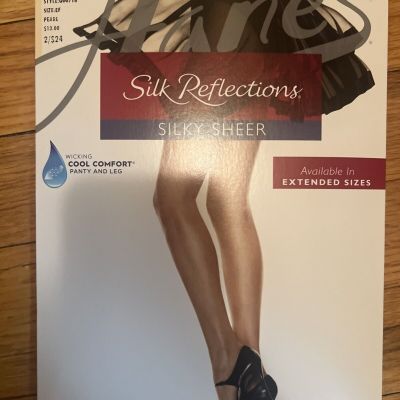 Hanes Silk Reflections Pantyhose Silky Sheer Control Top Pearl Size E/F Q00718