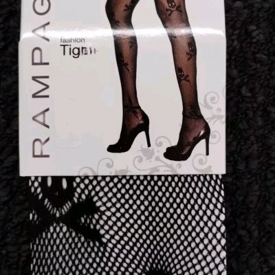 Rampage SKULL CROSS BONES FISHNET STOCKINGS gothic black NEW one size 1 PAIR