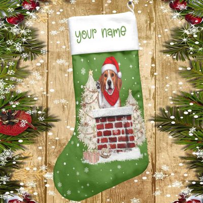 Personalized Beagle Dog Christmas Stocking, Cute Beagle Xmas Stocking (Style 8)