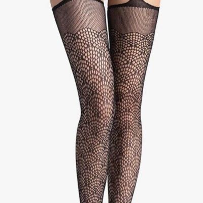 High Waist Fishnet Suspender Pantyhose Thigh High Stocking Black Woman ONE SIZE