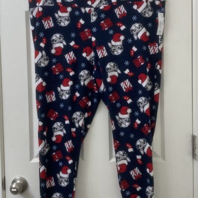 Terra & Sky Plus Size  Womens Christmas Holiday Cat Print Legging Size 5XL New