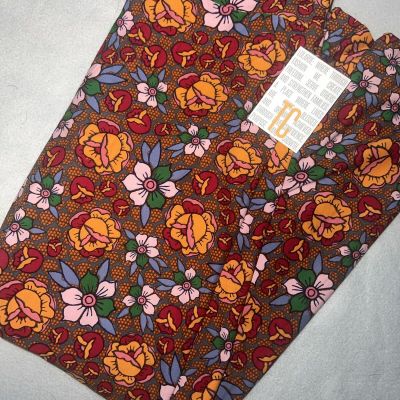 Lularoe TC Tall & Curvy Leggings Unicorn Bright Floral Daisy Peony Orange Red ????