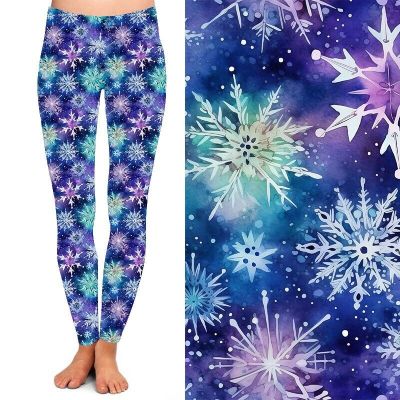 Purple Blue White Snowflakes Christmas Women's Leggings TC2 Ex Plus Size 20-24