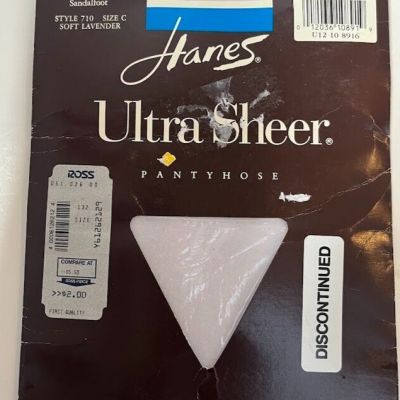 Hanes Ultra Sheer Pantyhose Style 710 Size C Soft Lavender Control Top NWT