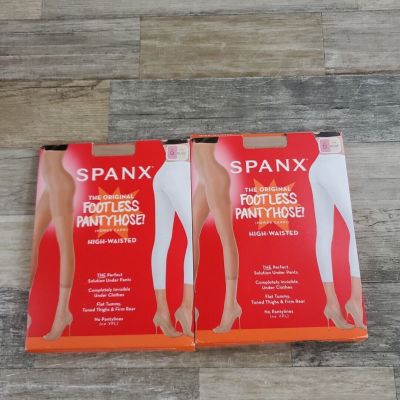 Spanx Womens Original High-Waisted Footless Pantyhose Size D New 2-Pairs