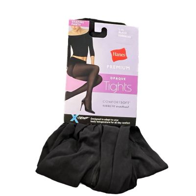 Hanes Opaque Tights Comfortsoft Flexible Fit Waistband Shaping Panty Black L/XL