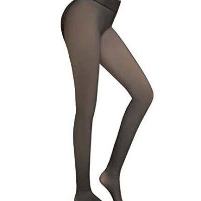 Fleece Lined Warm Tights Women, Winter Fake X-Large 85g No Fleece Footed Black