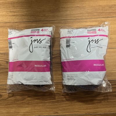 2 Just My Size JMS 4 Pack 3x Sheer Toe Regular Pantyhose Off Black & Very Navy