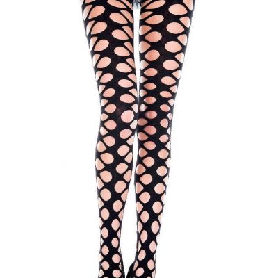 sexy MUSIC LEGS round CIRCLE cutout HOLE net OPAQUE pantyhose TIGHTS stockings