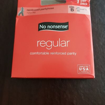 No Nonsense Regular Comfortable Reinforced Pantyhose Size B Tan Box damage